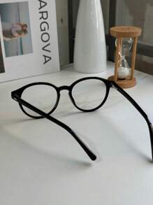 Unisex Round Retro Glasses Frame All Acetate Residente Moda 6132 - màu đen - Xem 4