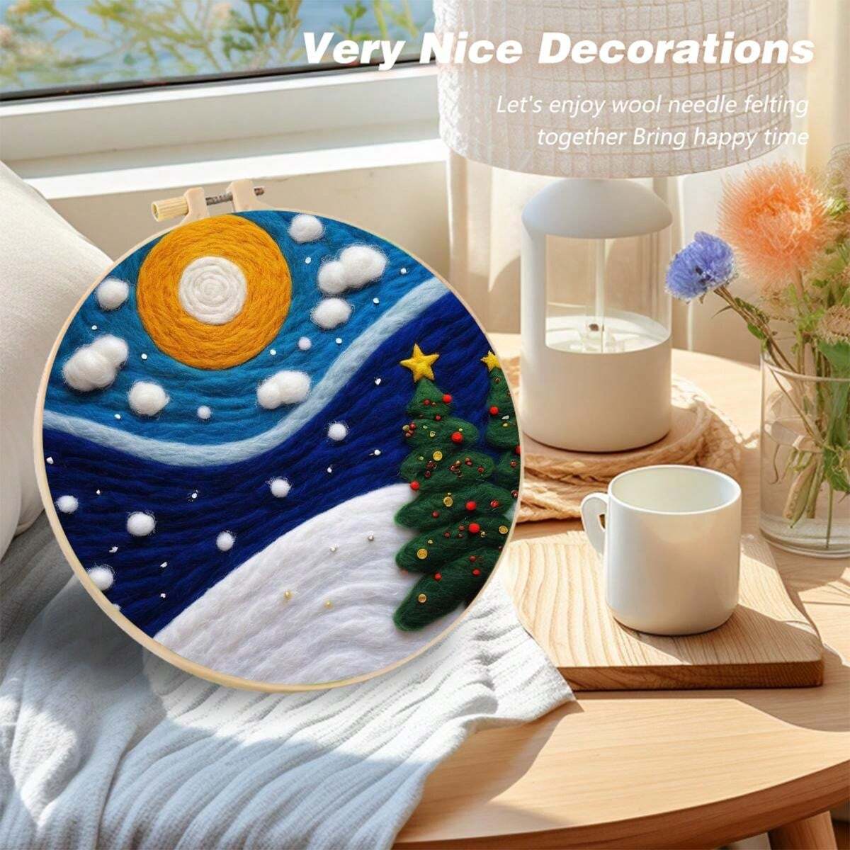 1pc Christmas Pattern Needle Felt Painting Starter Kits For Adults Diy