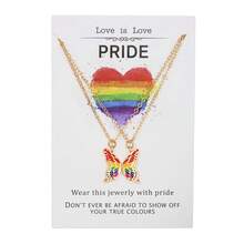 1 件女士彩虹色蝴蝶吊坠项链，欧式美式风格，油滴彩色吊饰锁骨链 - 彩色 - 查看 5