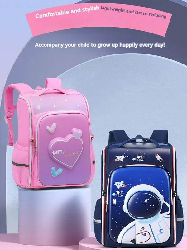 Elementary School Backpack For 1st To 6th Grade, 6-12 Years Old Kids 3D Hard Shell Dual-Shoulder Backpack, Large Capacity, Lightweight, Casual Design For Boys And Girls