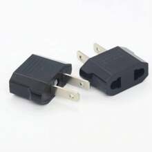 Adaptador Europeo, Enchufe Europeo a Americano Clavija Convertidor Adaptador De Corriente Americano Macho A Europeo Hembra Negro - Negro - Ver 6