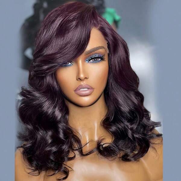180 Density Bob Wig Human Hair Dark 99J Burgundy Lace Front Wigs Human Hair 13x4 HD Body Wave Lace Front Wigs Human Hair Short Glueless Bob Wigs For Women Human Hair Pre Plucked