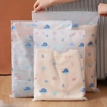 3 个鲸鱼印花旅行收纳袋 - 透明 PVC 衣服分类袋，带防水拉链，用于内衣包装 - 非常适合旅行和度假抽屉衣柜收纳袋壁橱收纳袋绗缝袋床底收纳盒隔断衣服垃圾袋家庭卧室返校宿舍杂物胸罩内衣内裤裤子牛仔裤袜子 T 恤正装鞋可折叠 6/7/11 网格包装必需品盖用于带拉链的衣服储存 - 彩色 - 查看 2