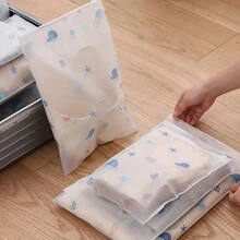 3 个鲸鱼印花旅行收纳袋 - 透明 PVC 衣服分类袋，带防水拉链，用于内衣包装 - 非常适合旅行和度假抽屉衣柜收纳袋壁橱收纳袋绗缝袋床底收纳盒隔断衣服垃圾袋家庭卧室返校宿舍杂物胸罩内衣内裤裤子牛仔裤袜子 T 恤正装鞋可折叠 6/7/11 网格包装必需品盖用于带拉链的衣服储存 - 彩色 - 查看 3