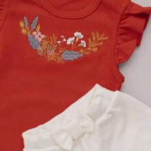 Roupa Bebe Menina Conjunto Body Bordado e Shorts com Lacinho Festa