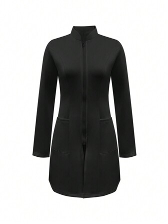 Laboratorierock med dragkedja framficka