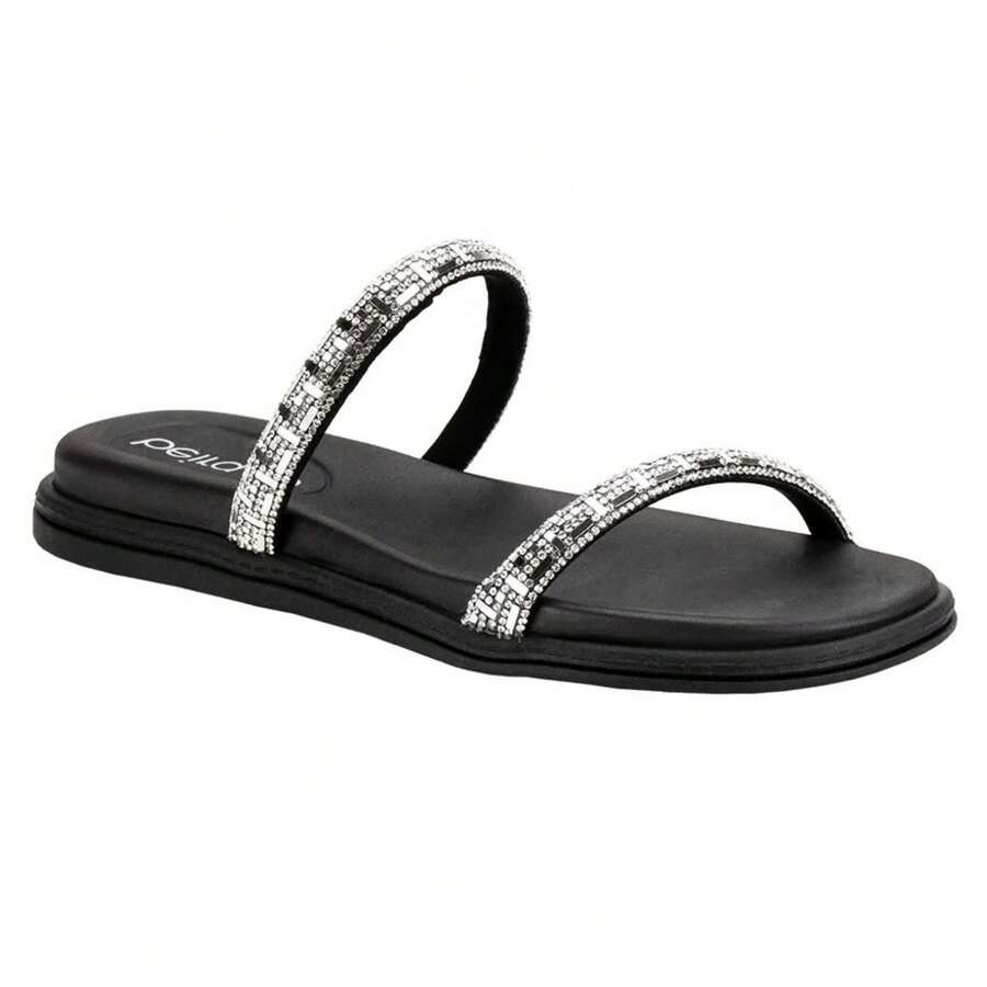 BEIRA RIO WOMEN'S SANDAL GLITTER STRASS SLIDE BIRKEN FLAT - 黑色 - 查看 1
