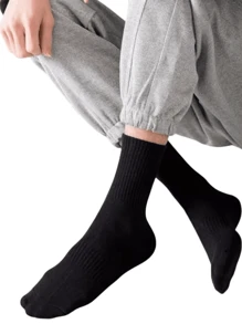 5 paires/10 paires/20 paires Chaussettes d'hiver épaisses noires et blanches pour hommes, mode, décontractées, confortables, respirantes, anti-odeur, sports d'extérieur, course, fitness, chaussettes de compression jusqu'au genou, loisirs d'affaires, vacances, chaussettes hautes noires et blanches. Cadeaux de Noël, Thanksgiving, Nouvel An (épais)