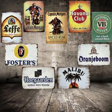 1pc, Beer Alcohol Metal Tin Sign (8''x12''/20cm*30cm),Vintage Metal Tin Plaque Art Posters Club Decoration Retro Bar Pub Man Cave Home Wall Decor Best Gifts Birthday