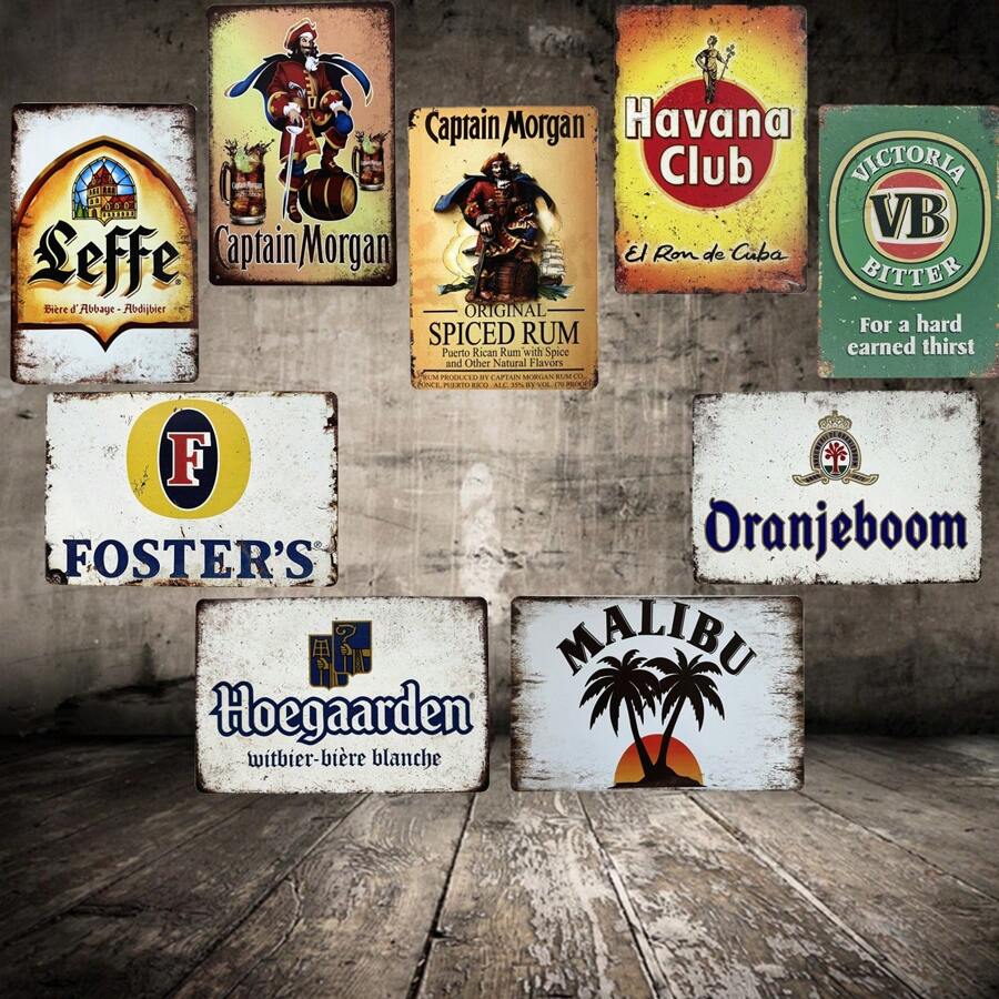 1pc, Beer Alcohol Metal Tin Sign (8''x12''/20cm*30cm),Vintage Metal Tin Plaque Art Posters Club Decoration Retro Bar Pub Man Cave Home Wall Decor Best Gifts Birthday