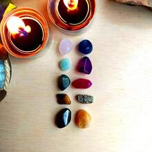 Kit 10 Natural Crystal Stones Mini Pocket Amulet - Wealth Protection Love And Anxiety - Fast Shipping - 彩色 - 查看 2