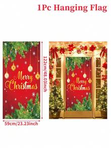 1 cái 59*122cm Biểu ngữ cửa Polyester họa tiết quả bóng cây thông Noel, Biểu ngữ treo chào mừng, Trang trí Giáng sinh vui vẻ cho gia đình, Vải phông nền trang trí biểu ngữ cửa Giáng sinh, Trang trí nền tường tiệc Giáng sinh mùa đông Biểu ngữ treo cờ, Quà tặng Giáng sinh Chúc mừng năm mới 2025 - Giáng sinh vui vẻ - Xem 3