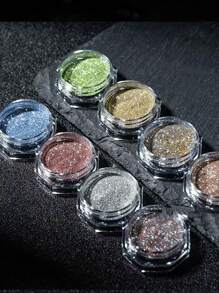 8 盒/套超亮指甲闪粉 0.4 克/罐变色龙极光闪亮钻石美甲镀铬粉细闪粉颜料 - 彩色 - 查看 2