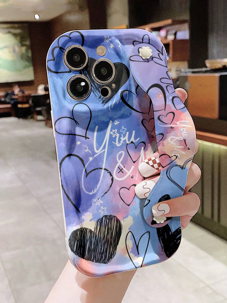 1 chiếc ốp lưng điện thoại dày dặn in hình trái tim thời trang, chống rơi vỡ, có dây đeo và chức năng giá đỡ, tương thích với Apple & Series, chống nước, chống sốc, chống trầy xước, phiên bản quốc tế, không phải phiên bản nội địa.