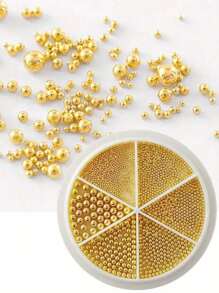 6 合 1 混合钢球美甲配件，金色银白色美甲金属迷你珠，多尺寸美甲设计圆形钢球珠，适用于 6 种尺寸的美甲用品、美甲饰品、美甲宝石 - 彩色 - 查看 17