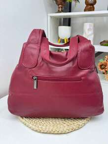 Elegant Women Business Bag, New Punk Fashion Style. Adjustable And Detachable Cross-Shoulder Straps - 酒紅色 - 查看 5