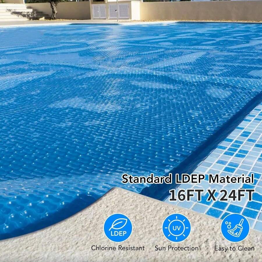 16ft X 24ft Rectangle Pool Solar Cover, 14 Mil Heat Retaining Blanket
