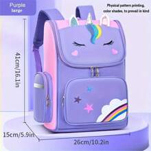 1buc drăguț Preppy ușor, cu curea reglabilă, cu buzunare multiple, Rucsacuri de școală cu unicorn curcubeu de mare capacitate pentru rucsac, geantă de școală, geantă S, rucsac mic, geantă de școală, rucsac de școală, rucsac, geantă de școală, unicorn