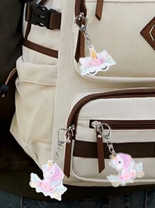 6pcs Rainbow Unicorn Acrylic Keychains, 4.7*8.5cm Pink Unicorn Theme Pendant For Birthday Newborn Party Gift Decoration, Gift Bag Woven Bag Decoration Back To School Valentine's Day