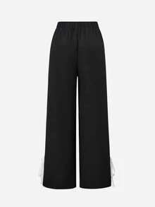 大码修身休闲裤，设计时尚，舒适日常街头服饰 - 黑色 - 查看 6