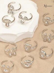 1 chiếc nhẫn 26 chữ cái tiếng Anh có thể điều chỉnh, dành cho nữ, chất liệu đồng, phù hợp để đeo hàng ngày, đi nghỉ và dự tiệc, quà tặng tùy chỉnh và cá nhân hóa cho ngày lễ, sinh nhật và kỷ niệm - nhẫn - Xem 3