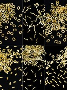20Pcs 3D Gold Metal Nail Accessories, Gemstones In The Shape Of Rivet Circles, Rivet S Shapes, Rivet Peanuts, Etc., Nail Art Products For Women And Girls(Random)