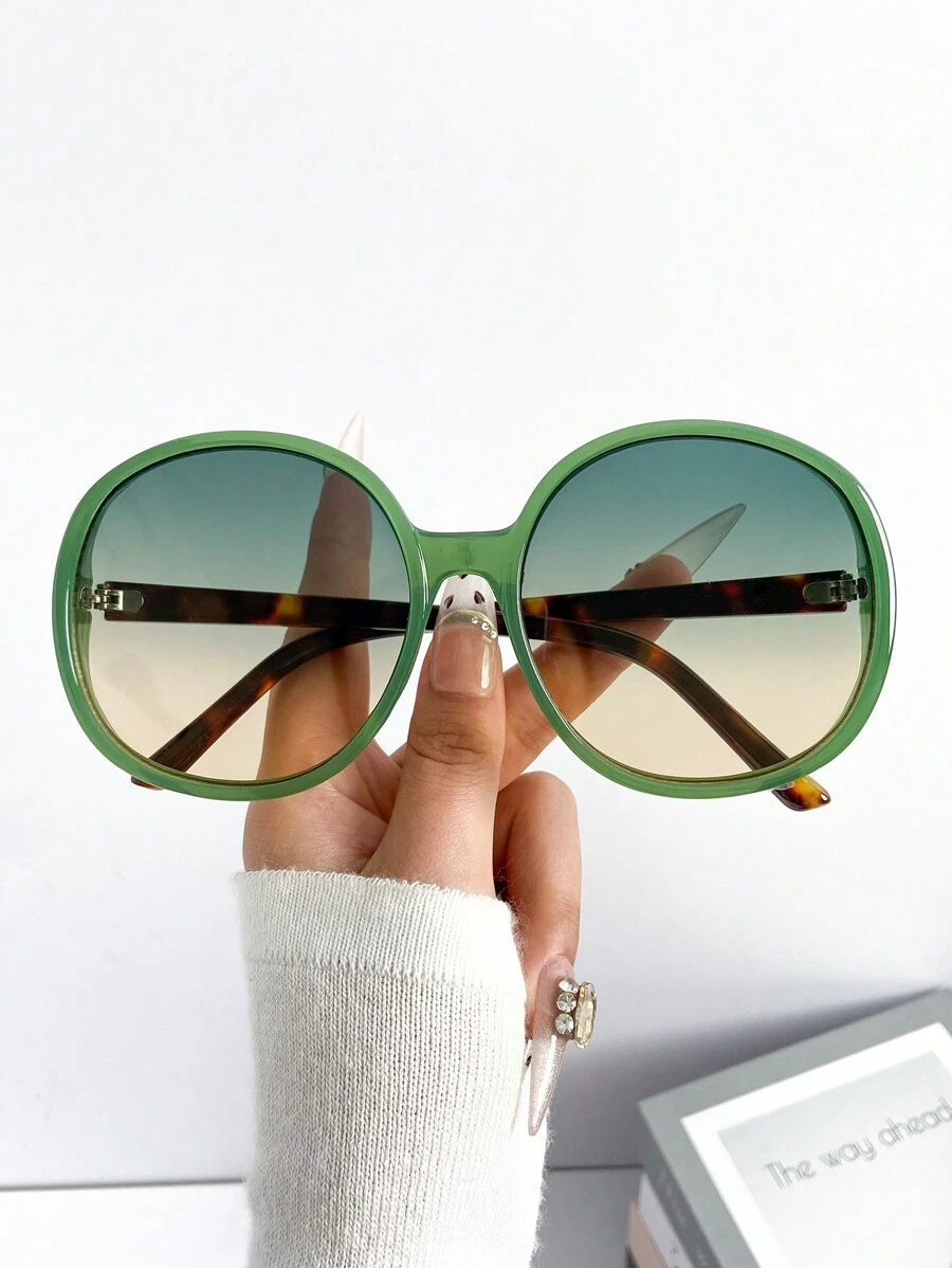 复古超大圆框时尚男女时尚眼镜，适合街头风格、节日、派对、日常休闲和户外使用 女士时尚眼镜 女士太阳镜 海滩配饰 复古 Y2k - 彩色 - 查看 1