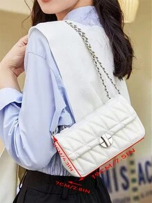 Dedoo 高品质女包手提包女2024新款小香风链条小包包时尚百搭斜挎包单肩包新颖 - 白色 - 查看 8