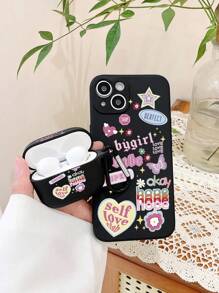 标语 2 件蝴蝶印花手机壳兼容 iPhone + 蝴蝶印花 Airpods 保护壳，复古蝴蝶印花手机壳兼容 iPhone，Airpods 保护壳带 1 个 Airpods 挂钩