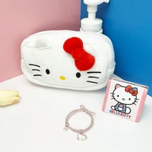 Sanrio Sanrio Hello Kitty & Pochacco Kawaii Cosmetic Bag,Large Capacity Pencil Case And 12pcs Pen Set, School Supplies Lovely Gift For Valentine's Day And Red Bow,Back To School Stationery Box, Interior Hello Kitty Print Pattern, Cartoon Cute Makeup Bag