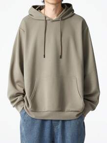 Plus Size Hooded Sweatshirt For Men, Loose Fit Pullover Long Sleeve T-Shirt, Casual Hoodie, Autumn