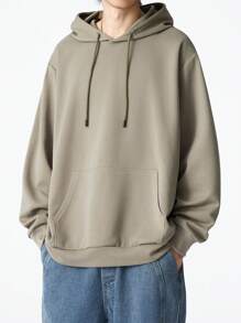 Plus Size Hooded Sweatshirt For Men, Loose Fit Pullover Long Sleeve T-Shirt, Casual Hoodie, Autumn