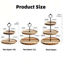 1 pieza Soporte de madera para 2/3 niveles de magdalenas, bandeja de servir escalonada, torre de magdalenas de madera redonda, soporte de exhibición de postres, soporte para galletas y dulces, decoraciones para fiestas navideñas y de vacaciones, accesorios navideños, utensilios de cocina