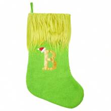 1pc Personalized Green Fluffy Stocking With Embroidered Lettering - 18 "Holiday Home And Party Decorations, Decorations, Stockings, Home Decor, Venue Decor, Large Knitted Green Furies, Lettering Stockings, Best Gifts Birthday Christmas Decorations Room Decor Christmas Winter Christmas Decorations Home Christmas Gifts Christmas Decor - Green - View 21