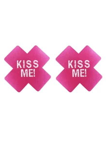 1 par de nuevas cubiertas para pezones que brillan en la oscuridad de Navidad/Halloween, pastillas respirables para el pecho, pegatinas de pezones impresas de un solo uso con diseño de cruz, cubiertas sexys para pezones para mujeres, para fiestas