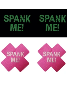 1 par de nuevas cubiertas para pezones que brillan en la oscuridad de Navidad/Halloween, pastillas respirables para el pecho, pegatinas de pezones impresas de un solo uso con diseño de cruz, cubiertas sexys para pezones para mujeres, para fiestas