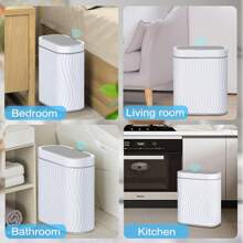 10L/2.6 Gallon Smart Small Trash Can, Smart Pop-Up Lid Kitchen Trash Can, Bathroom, Kitchen, Bedroom, Powder Room, Craft Room, Office, College Trash Basket