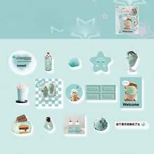 30 张/包食品贴纸套装，色彩鲜艳、令人愉悦的韩国复古风格装饰贴纸，适用于剪贴簿、行李箱、手机壳、笔记本、头盔、滑板、防水创意 DIY 贴纸 - 彩色 - 查看 16