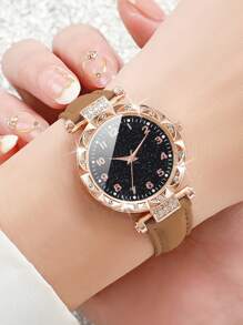 8pcs/Set Women's Fashion Casual Rhinestone Embellished Digit Dial Quartz Watch Combo - Multicolor - View 6