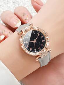 8pcs/Set Women's Fashion Casual Rhinestone Embellished Digit Dial Quartz Watch Combo - Multicolor - View 3