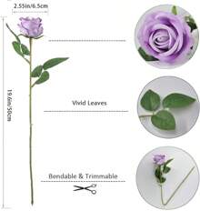 20PCS Artificial Silk Flowers Realistic Roses Bouquet Long Stem For Home Wedding Decoration Party