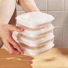 1pc Kitchhen Plastic Square Container For Storing Rice, Onion, Ginger And Garlic, Microwave Safe Lunch Box - White - View 1