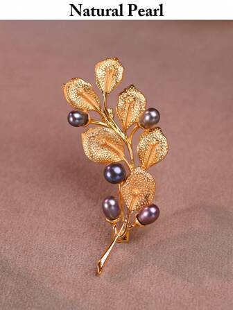 mufan 1pc Natural Freshwater Pearl Brooch, Suitable For Date, Party, Travel, Wedding, High-End Jewelry Gift For Friends, Gift Box Included