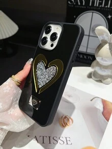 1 件 Y2K 韩国可爱波浪边框星星黑色爱心珍珠链软壳适用于 iPhone 16 15 Pro Max 14 Pro Max 13 12 11 XR 防震保护套 S23FE A15 A13 S24U - 黑色 - 查看 4