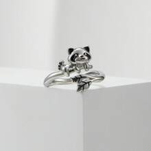 Anillo con diseño de hoja y koala inspirado en el estilo vintage - de aleación, perfecto para atuendos casuales y como regalo de Acción de Gracias