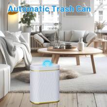 10L/2.6 Gallon Smart Small Trash Can, Smart Pop-Up Lid Kitchen Trash Can, Bathroom, Kitchen, Bedroom, Powder Room, Craft Room, Office, College Trash Basket - 白色 - 查看 6
