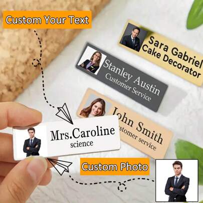 Custom Engraved Name Badge Pin – Elegant Stainless Steel Name Tag With Personalized Engraving, Minimalist Design, Novelty Slogan Theme For Business ID – Square Shape Badge For Managers And Professionals