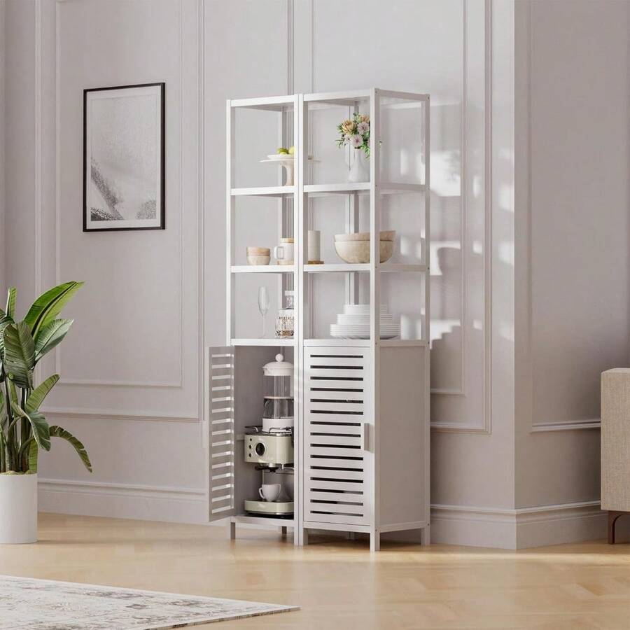 Bathroom Floor 6 Tier Tall Thin Linen Tower Storage