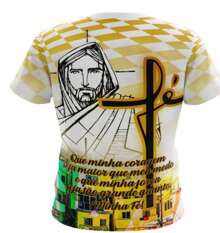 Camiseta quebrada motoqueiro fé Jesus Cristo quadriculado amarelo  ref 159
