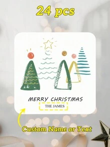 12/24/40 Miếng dán Giáng sinh tùy chỉnh khác nhau, hình vuông 5x5 cm/ 2x2 inch, 9 mẫu tùy chọn bao gồm vòng hoa, ông già Noel, cây thông và đồ treo, v.v. - 302 - Xem 10